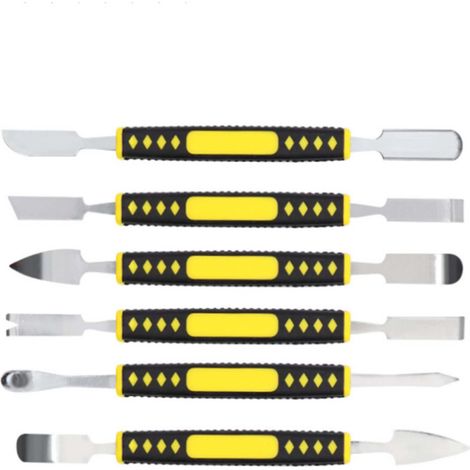 Jeu de 6 barres de fer en métal, structure compacte, en acier au carbone. Kit d'outils de réparation informatique et téléphonique de 6 pièces. (1/5)