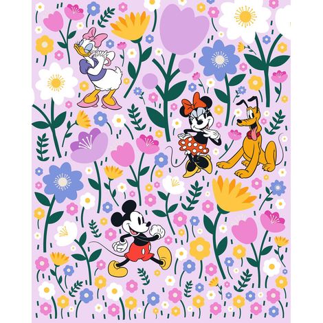 papier peint panoramique Minnie & Mickey Mouse rose  - Komar (1/4)