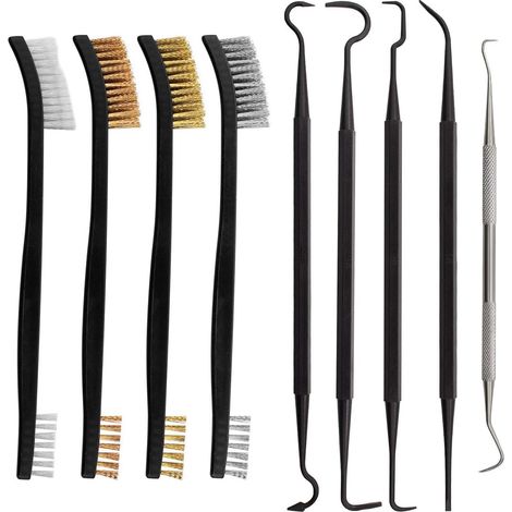 Brosse en acier inoxydable, lot de 9 petites brosses en laiton, mini brosses métalliques, brosses en nylon, brosses à main en laiton pour le nettoyage, le brossage, le dépoussiérage et l'élimination d (1/5)