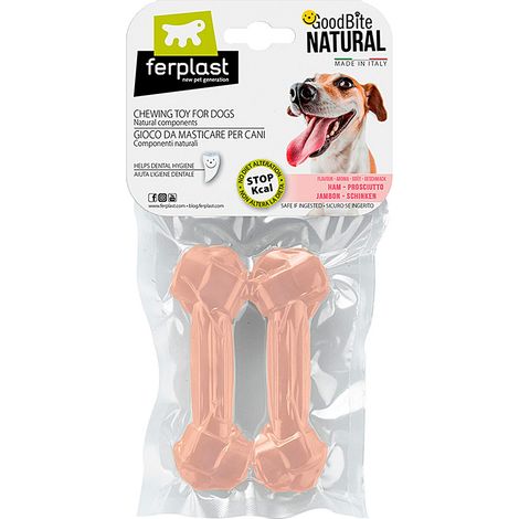 osso masticativo naturale al prosciutto, 40 grammi 2 pezzi - ferplast