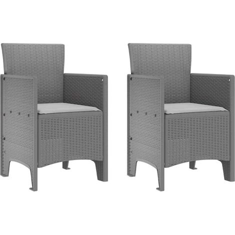Lot de 2 Chaise de jardin,Chaise d'extérieur Gris clair 53 x 49 x 85 cm PP CFW6512169 (1/5)