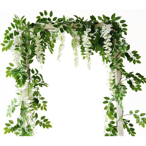 2x Künstliche Wisteria Girlande 3.6m Weiß Seidenblumen Ranke für Deko (1/5)