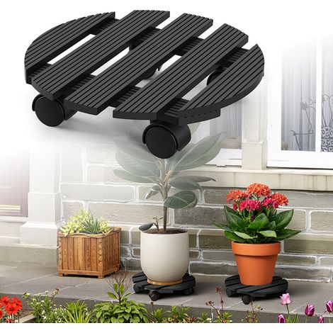 TolleTour Soporte para Plantas WPC Redondo 30 cm, Gris, Ruedas para Macetas, Carro para Plantas, Capacidad 80 kg (1/4)