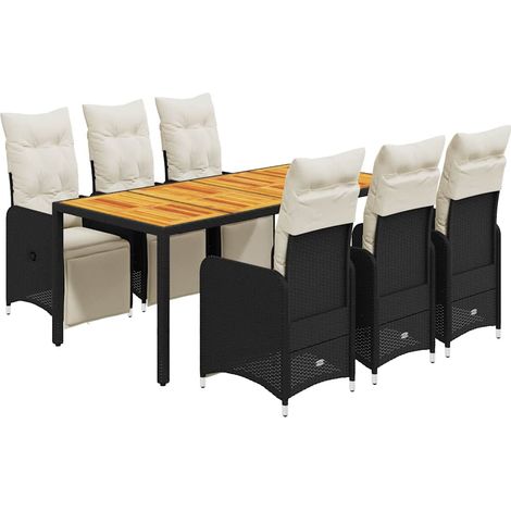 Maison Exclusive - Set da Bistrò da Giardino 7 pz con Cuscini Nero in Polyrattan (1/5)