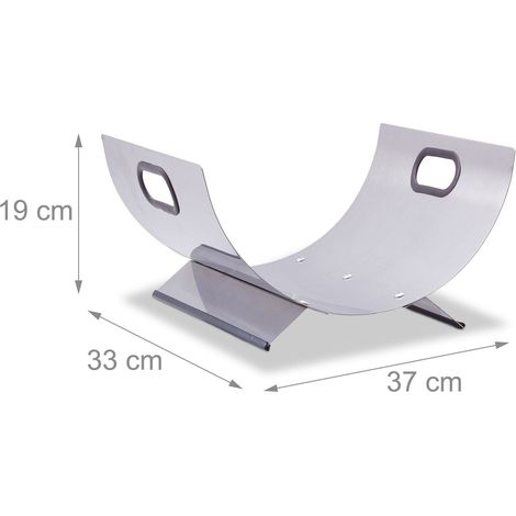 Porte-bûches panier cheminée 37 cm inox (1/3)