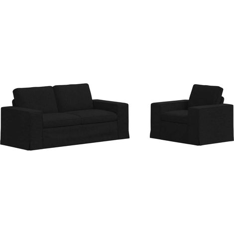 Ensemble de Canapés 2 pcs Salon de jardin Noir 182 x 80 x 82 cm tissu (1/5)