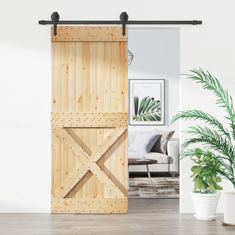Puerta corredera con herrajes madera maciza de pino 85x210 cm vidaXL (1/5)