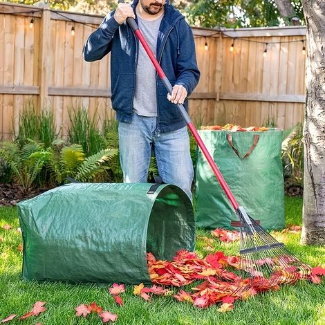 Ein Set aus 2 blattförmigen Gartensäcken mit verstärkten Griffen, 53 ga