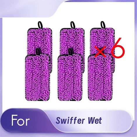 Lot de 6 lingettes de rechange réutilisables pour balai Swiffer Wet Jet Spray, recharges en microfibre pour lingettes Swiffer Wet Jet (1/5)