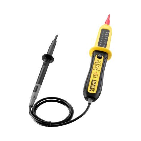 Stanley – Détecteur de tension 400V CAT III – Affichage LED – Test de déclenchement disjoncteur – Pour environnements humides
