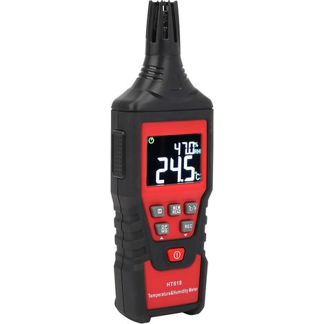 Hochpräzises und empfindliches tragbares digitales Temperatur- und Feuchtigkeitsmessgerät mit dualem LCD-Display HT618 (1/5)