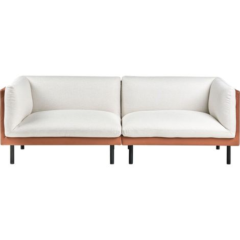 Sofa 3-Sitzer VORGOD Stoff Cremeweiß