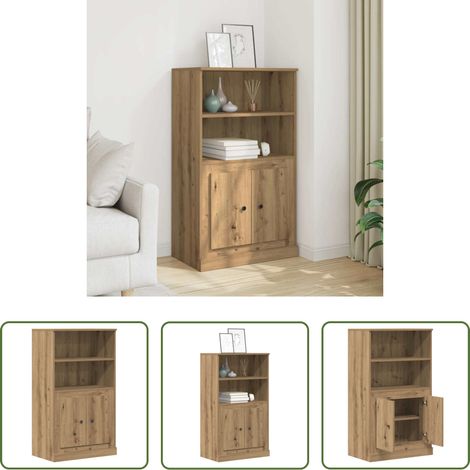 Buffet bois - Buffet haut chêne artisanal 60x35,5x103,5 cm bois d'ingénierie (1/5)