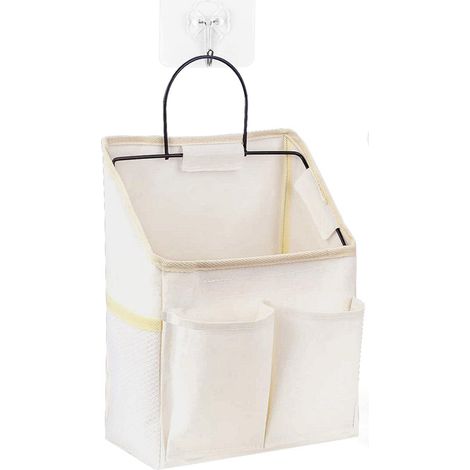 1 PACK Sac à Suspendre au Mur Boîte de Rangement Murale Étanche avec Crochet Collant pour Salle de Bains Cuisine Dortoir Organisateur Panier (Blanc) (1/5)