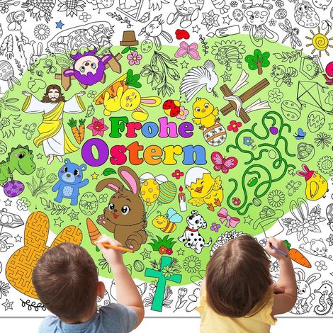Affiche de coloriage de Pâques pour enfants, nappe à peindre, 118x84cm