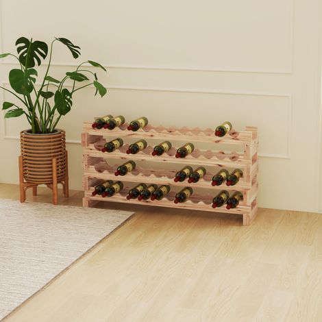 Casier à Bouteilles 48 Bouteilles, Rangement Cave, 114x28x56,5 cm, Bois Naturel (1/5)