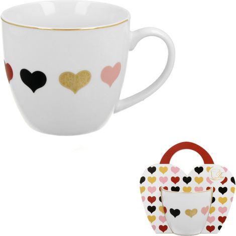 Tazza in porcellana da 460 ml con 4 cuori per San Valentino. (1/3)