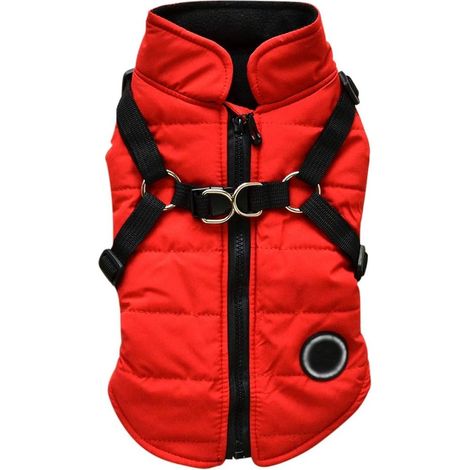 Veste matelassée imperméable pour chien (rouge L)-Fei Yu