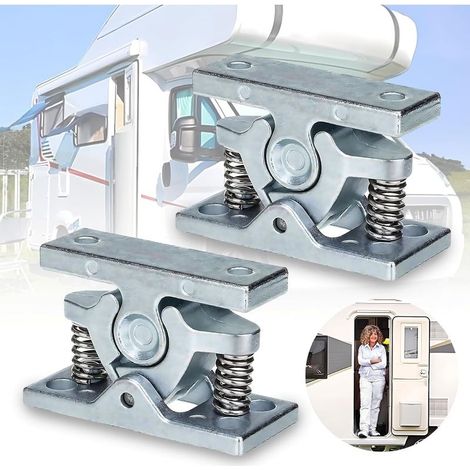 2-Piece Caravan Door Stopper, Zinc Alloy Door Stop, Caravan/Motorhome Accessories, Spring-Loaded Door Stop for Garden, Mobile Home, Bedroom, Living Room, Garage (1/5)
