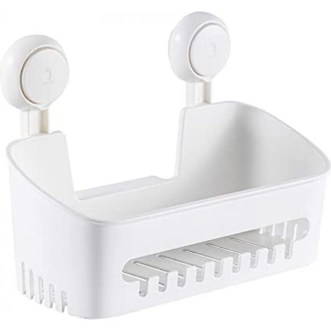 Étagère de douche, porte-épices, organisateur de salle de bain, panier de rangement, montage facile sans perçage, étagère murale amovible à ventouses pour shampoing et produits de toilette, cuisine et (1/4)