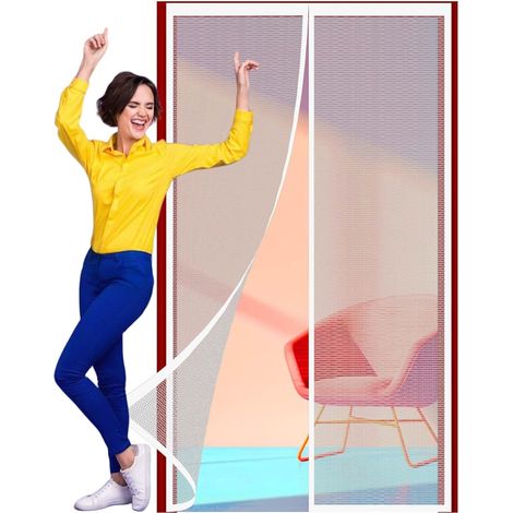 Rideau de Porte Antimoustique 140 x 240 cm Respirantes Maille Ultra Fine Anti-Moustiques Rideau Moustiquaire Magnétique Moustiquaire Porte pour Balcon & Terrasse, Blanc (1/5)