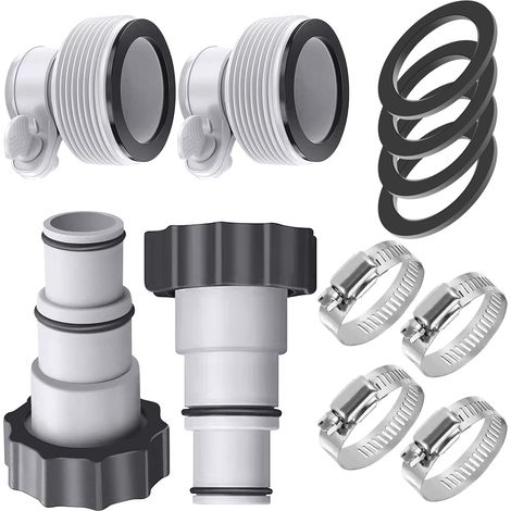 Adaptador para manguera de piscina (paquete de 4), conector de conversión tipo AB de 2 piezas para mangueras de 1,25" a 1,5", repuesto, compatible con bombas roscadas Intex, accesorios para piscinas e (1/5)