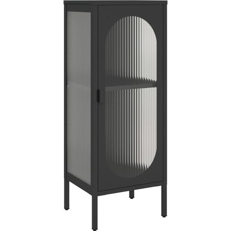 Credenza cassettiera cassettiera mobile contenitore organizer cucina soggiorno soggiorno 40 x 35 x 105 cm vetro e acciaio nero 020035930