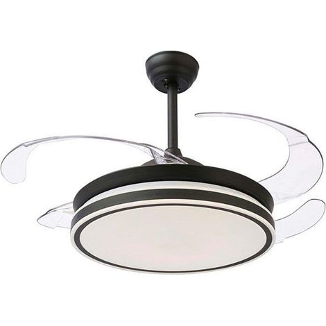 Ventilateur de plafond silencieux 108 cm - Moteur DC - Pales pliables - Lumière LED 36 W 3 températures - Télécommande - Blanc (Max Noir) (1/5)