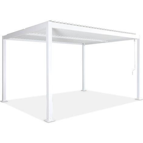 Pergola bioclimatique blanche. aluminium et acier. 3x4m. lames orientables