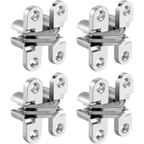 4-teiliges Set verdeckter Scharniere, Kreuzscharniere, unsichtbare Scharniere, unsichtbare Kreuzscharniere, für Möbel, Beschläge, Holztüren, Schränke, Regale, Holzkisten