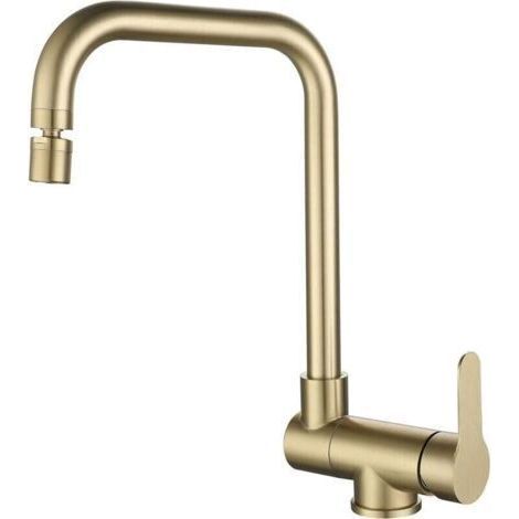Pull-Down Kitchen Mixer,Stainless Steel Brushed Gold Pull-Down Kitchen Faucet,Modern Foldable Faucet (1/4)