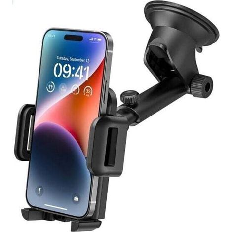 Support Telephone Voiture Ventouse,Support Téléphone Voiture pour Tableau de Bord Pare-Brise,Réglable Support et Un Bouton de libération ,Support Voiture Auto pour Smartphones et GPS 4.7-7.0 (1/4)
