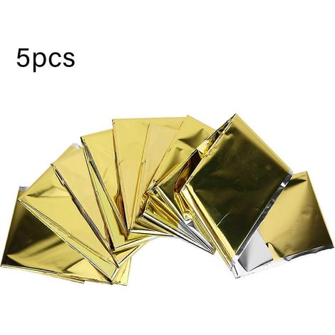 5-teiliges Set wasserdichter, reflektierender Notfalldecken für Outdoor-Aktivitäten wie Camping, Wandern, Rettungseinsätze, Erdbeben und Erste-Hilfe-Sets (1/5)