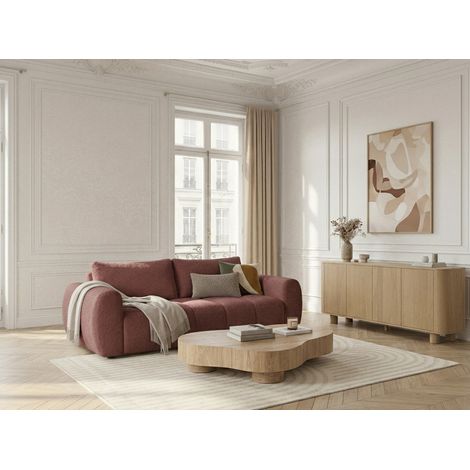 BOBOCHIC - Canapé droit convertible ouverture express 3 places FUJI tissu lisse Rouge