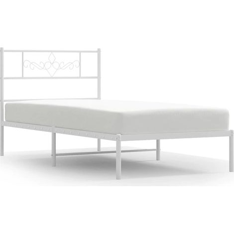 Maison Exclusive - Bettgestell mit Kopfteil Metall Weiß 100x200 c (1/5)