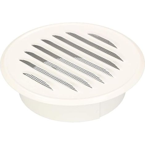 Rejilla de ventilación KOTARBAU®, 100 mm, fabricada en chapa de zinc, blanca, atornillable, con mosquitera, rejilla de ventilación de lamas. (1/5)