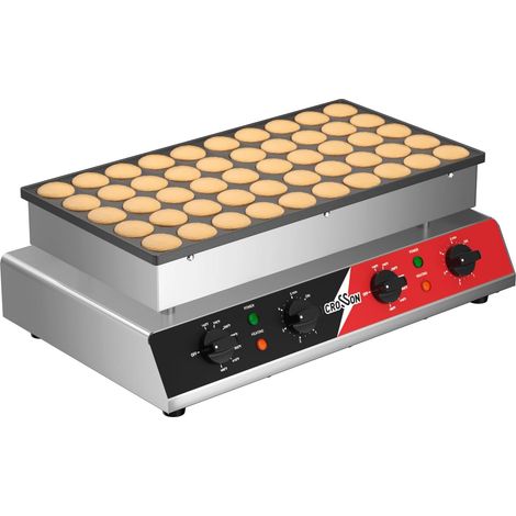 Mini Crêpière Électrique 50PCs 43 mm,Appareil à Pancake Commerciale Acier Inoxydable Antiadhésif avec Minuterie et Température Réglable pour Crêpes,Dorayaki,Poffertjes,850W