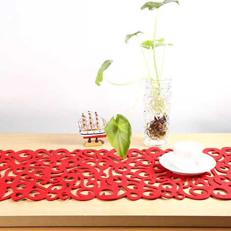 Nappe rectangulaire en feutre, chemin de table, sets de table, décorations pour la maison (rouge)