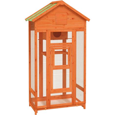 Maison à oiseaux marron 91,5x53x170 cm bois massif de pin CFW55588 (1/5)