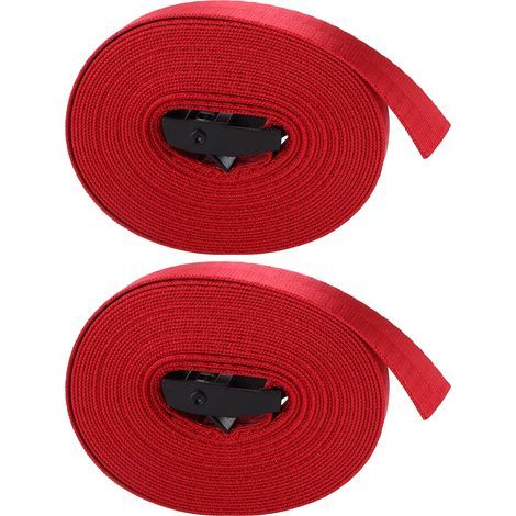 2 Pièces Sangle de Fixation Noire 25mm avec Boucle Zinc et Corde Rouge Vin 1m pour Sécurité et Transport (1/5)