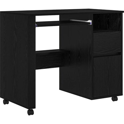 Maison Exclusive - Tisch mit Rädern mit Regal Schwarz Eichen-Opti