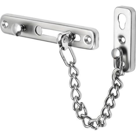 Catena di sicurezza per porte, limitatore di larghezza per porte strette, serratura a molla antifurto con viti per porte interne, finitura in acciaio inox spazzolato, EFD9000-LS (1/4)
