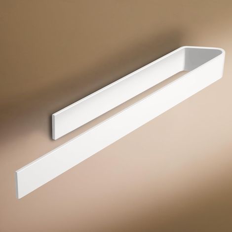 1 - Porte-Serviette - Accessoire Salle De Bain - Fixation Adhésive Sans Perçage - Design Moderne Courbé - Pour Cuisine Et Lavabo - Blanc Mat - 40cm (1/5)