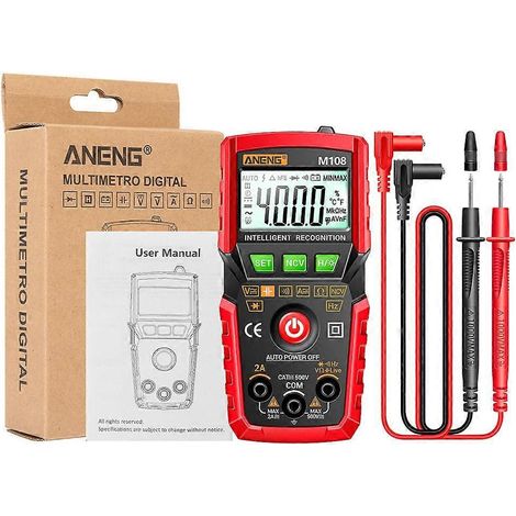 Digitales Multimeter mit 4000 Zählern, Voltmeter, automatischer Bereichswahl-12.03X5.73cm-Red (1/2)