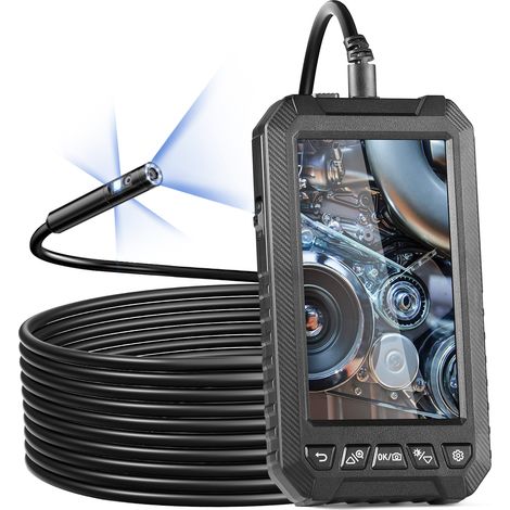 Vevor – Caméra endoscopique 5m avec 8 + 2 lumières LED – Écran IPS 5'' – Étanchéité IP67 pour inspection automobile et plomberie