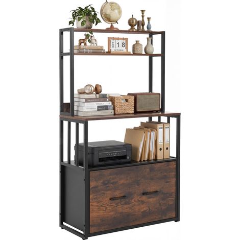 Armoire de classement avec tiroir, Armoire de Rangement avec étagère pour Format A4, Lettres, dossiers juridiques, Armoire de Rangement en métal, Support d'imprimante pour Bureau, école (1/5)