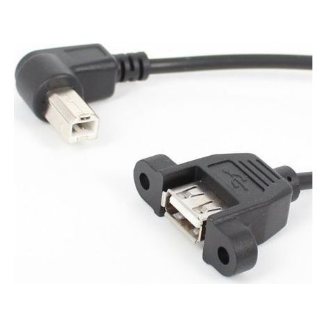 Verlängerungskabel für Drucker, 90°-Winkelstecker B auf USB-Buchse mit Flügelmutter zur Befestigung des Daten- und Ladekabels. (1/5)