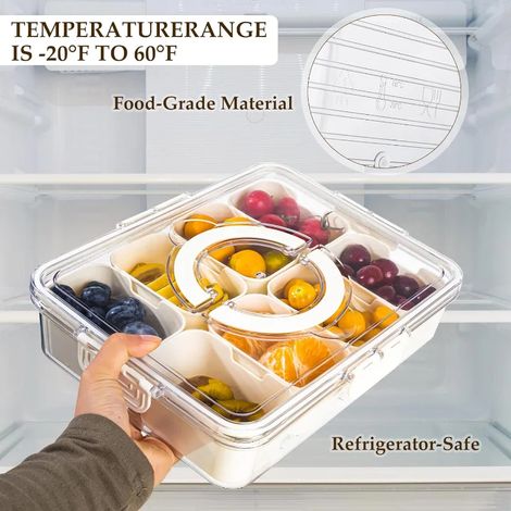 Boîte de rangement portable de cuisine à 8 compartiments pour fruits et légumes, idéale pour conserver la fraîcheur de vos aliments. (1/5)