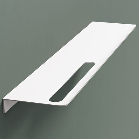 Mai & Mai Duschablage zum Bohren oder Kleben Duschregal Badablage aus Aluminium 60cm Badezimmerablage zur Wandmontage Badezimmer Organizer Matt weiß Reglo-06 (1/5)