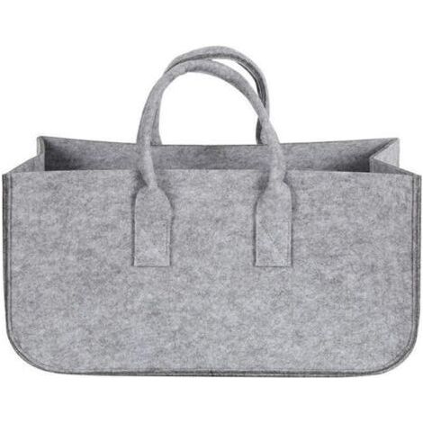 [JAMAIS UTILISÉ]Panier à bûches pliable en feutre pour cheminée, sac de transport pour bois de cheminée, panier de rangement (gris) (1/4)